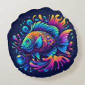 魚カラフル ラウンドクッション (裏面)