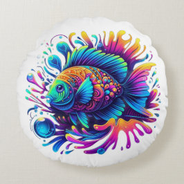 魚カラフル ラウンドクッション