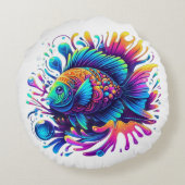 魚カラフル ラウンドクッション (裏面)