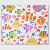 魚カラフル ラッピングペーパー (フラット)