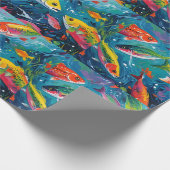 魚カラフル ラッピングペーパー (角)