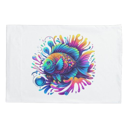 魚カラフル 枕カバー (裏面)