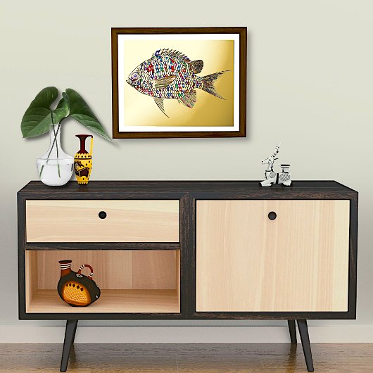 魚カラフル 箔ポスター