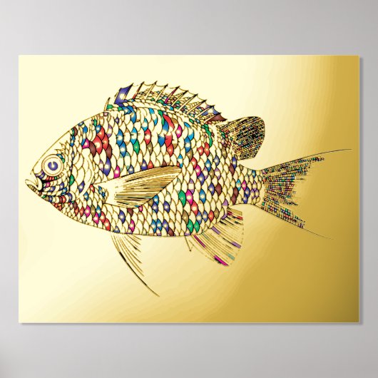 魚カラフル 箔ポスター (正面)