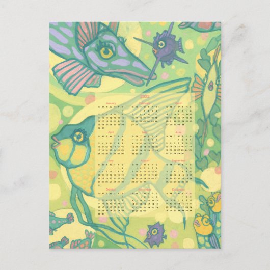 魚カレンダー2022水中海海洋動物 ポストカード (正面)