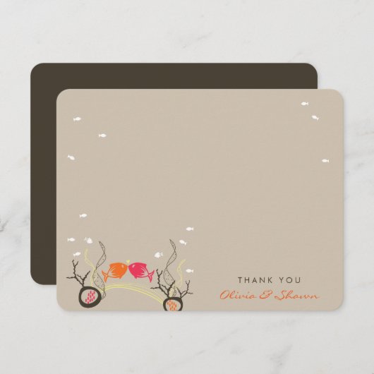 魚キスをするとサンゴ海海ビーチ結婚式 サンキューカード (正面/裏面)