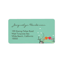 魚キスをするのサンゴのビーチお洒落キュイ結婚ズ ラベル