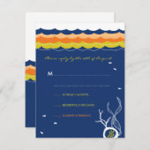 魚キスをするのサンゴのビーチお洒落キュイ結婚ズ 出欠カード (正面/裏面)