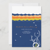 魚キスをするのサンゴのビーチお洒落キュイ結婚ズ 招待状 (裏面)