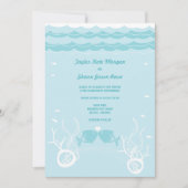 魚キスをするのサンゴのビーチお洒落キュイ結婚ズ 招待状 (正面)