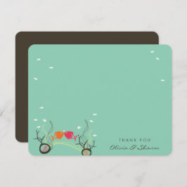 魚キスをする類と珊瑚海海ビーチ結婚式 サンキューカード