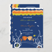 魚キスをする魚サンゴ海ビーチ保存日 案内ポストカード (正面/裏面)