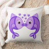 魚キスをする クッション (ブランケット)