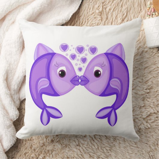 魚キスをする クッション (ブランケット)