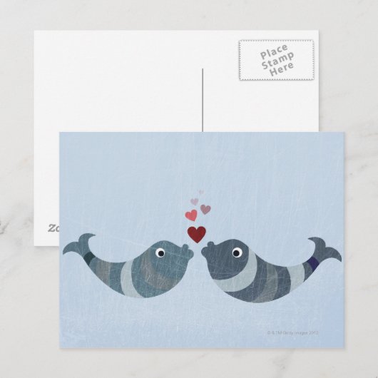 魚キスをする ポストカード (正面/裏面)