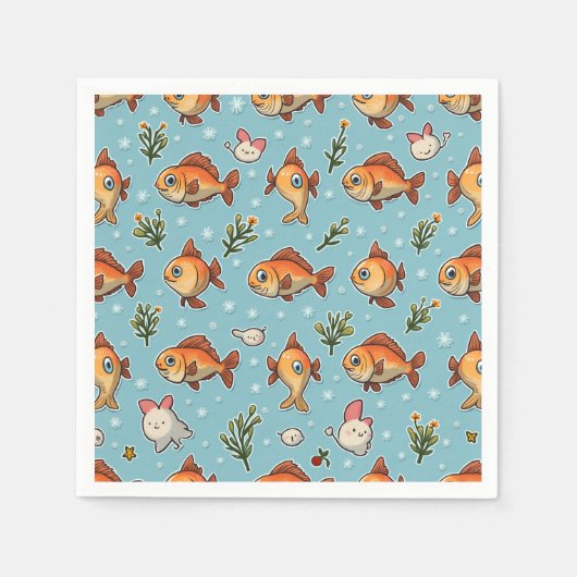 魚キャラクター スタンダードカクテルナプキン (正面)