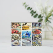 魚クラシックの魚介類食べ調理師コラージュ ポストカード (スタンド正面)