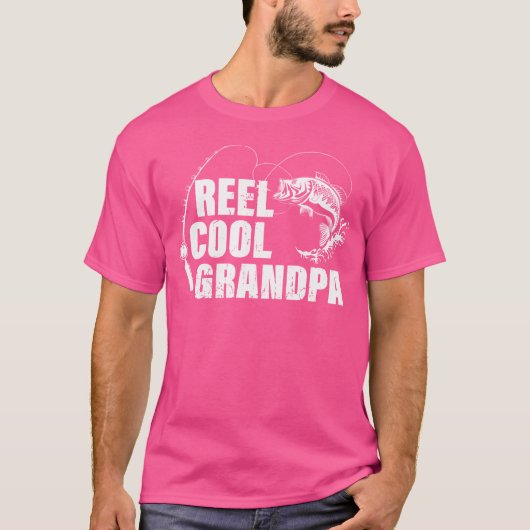 魚クール付きリールじいびと魚釣り棒 Tシャツ (正面)