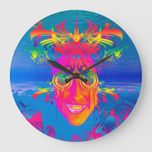 魚サイケデリック ラージ壁時計 (正面)