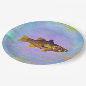 魚スケッチヴィンテージスタイル ペーパープレート (アングル)