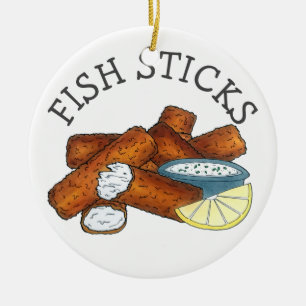 魚スティック魚の指タルタルソース セラミックオーナメント