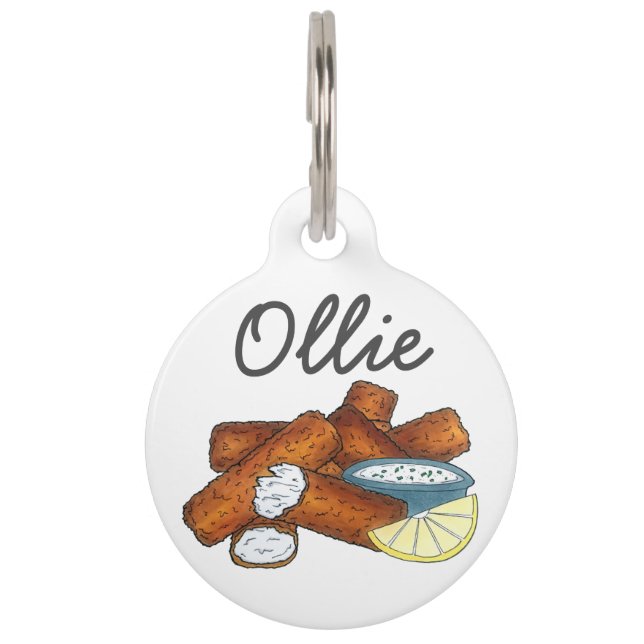 魚スティック魚の指タルタルソース ペット　ネームタグ (正面)