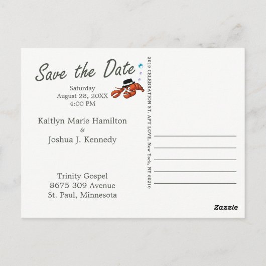 魚テーマロブスターモブ結婚スターのはがき ポストカード (裏面)