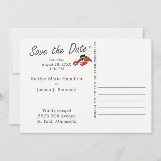 魚テーマロブスターモブ結婚スター 招待状 (裏面)