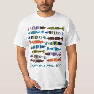 魚パターンカスタムな文字のワイシャツ及びジャケット Tシャツ