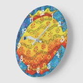 魚パターン（の模様が）ある ラージ壁時計 (傾斜)