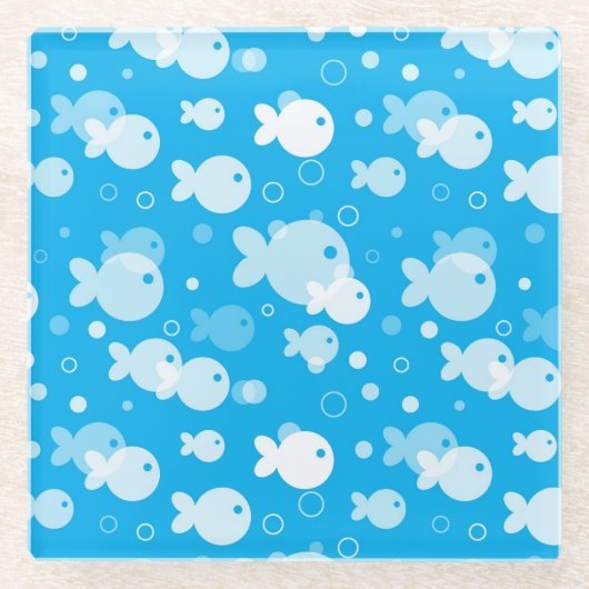 魚パターン ガラスコースター (正面)