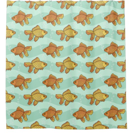 魚パターン シャワーカーテン (正面)