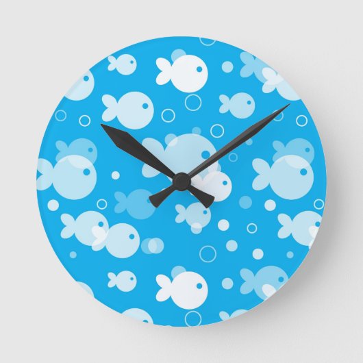 魚パターン ラウンド壁時計 (正面)