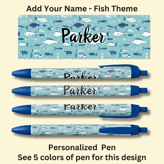魚パーソナライズされた魚釣り魚の恋人 黒ボールペン
