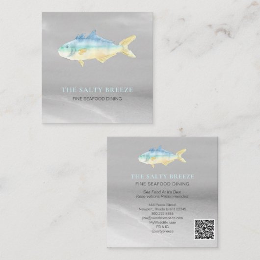 *~*魚ビーチシルバーサンドシーダイニングトロピカル スクエア名刺 (正面/裏面)