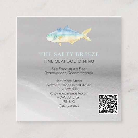 *~*魚ビーチシルバーサンドシーダイニングトロピカル スクエア名刺 (裏面)