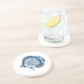 魚ビーチ航海の海海洋青 コースター (側面)
