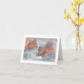 魚ファンシー – 小さな折り畳まれた挨拶 カード (黄色い花)