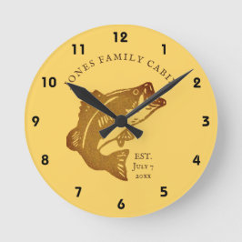 魚フライ家族キャビン ラウンド壁時計