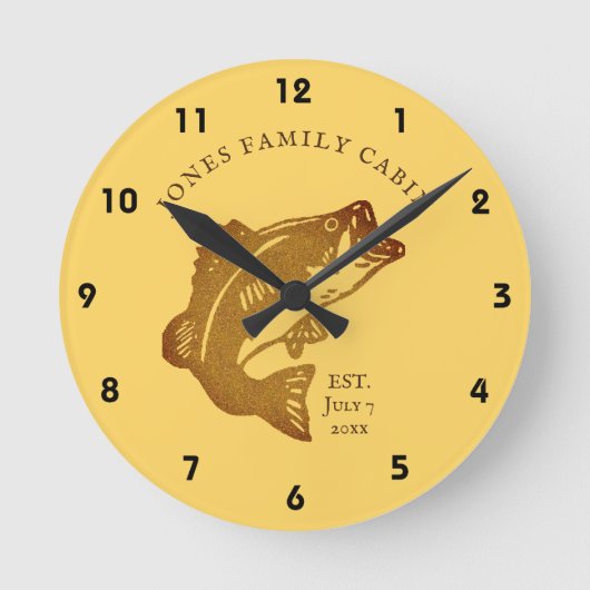 魚フライ家族キャビン ラウンド壁時計 (正面)