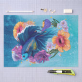 魚フローラ淡水熱帯水色 薄葉紙 (クラフト)