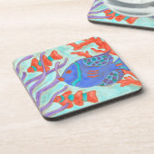 魚ポップ・アートの コースター (左側)