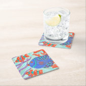 魚ポップ・アートの スクエアペーパーコースター (インサイチュ)