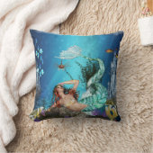 魚ポリエステル装飾用クッションを持つファンタジーの人魚 クッション (ブランケット)