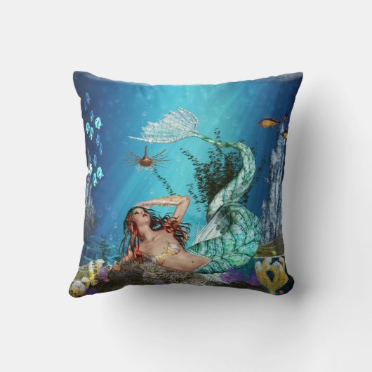 魚ポリエステル装飾用クッションを持つファンタジーの人魚 クッション (裏面)