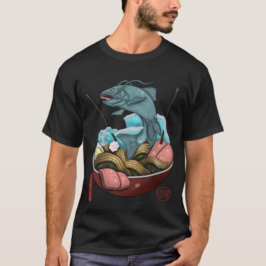 魚ラーメン波 Tシャツ (正面)