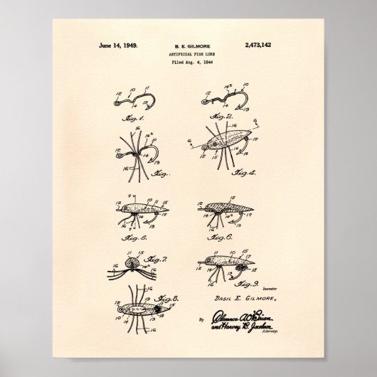 魚ルアー1949特許芸術オールドピーパー ポスター (正面)