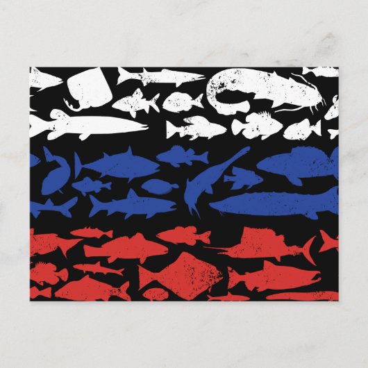 魚ロシアの製フラッグ – 魚釣りデザインAng シーズンポストカード (正面)