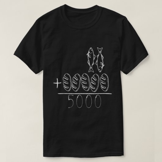 魚二匹とパン五枚 イエスの奇跡 Tシャツ (デザイン正面)