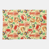 魚介類の模様 キッチンタオル (横)